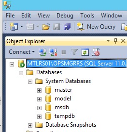 Expand Server, Databases and System Database