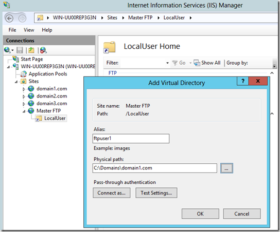 Configuring FTP User Isolation in IIS 7