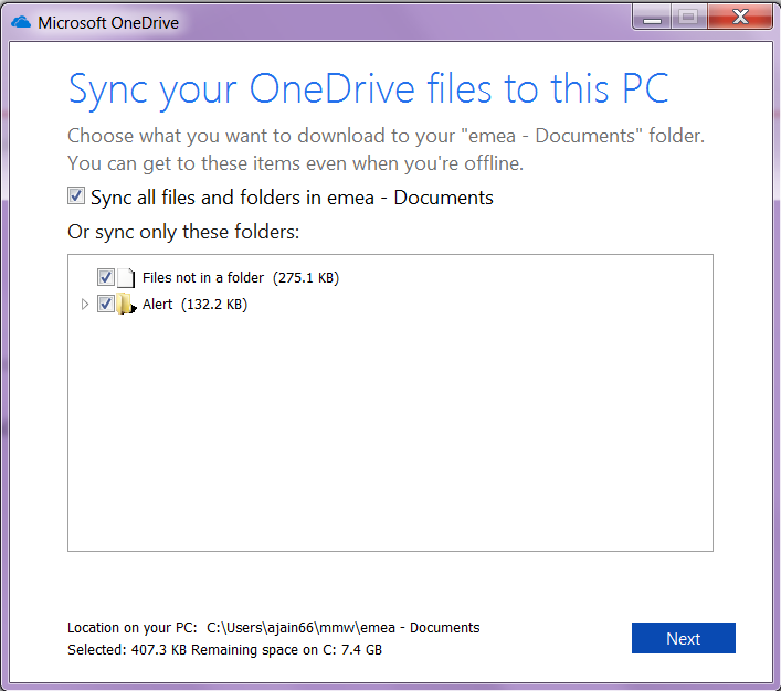 Initiate sync for OneDrive library-03