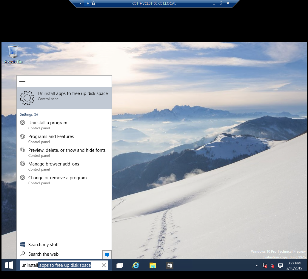 Windows 10 in Performance Cloud