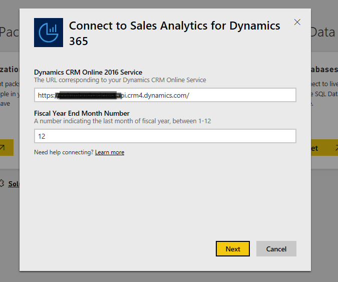 Connect to Sales Analytics for Dynamics 365