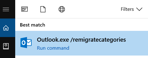 Outlook Calendar: Command remigrate categories image