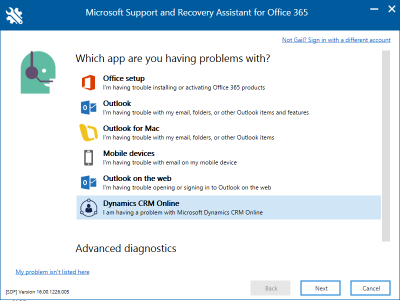 Microsoft Support and Recovery Assistant