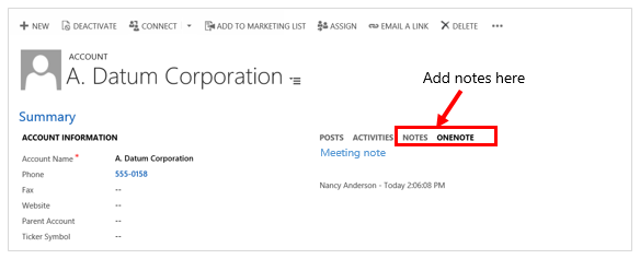 Dynamics 365 Activity: Add notes or One Note notes