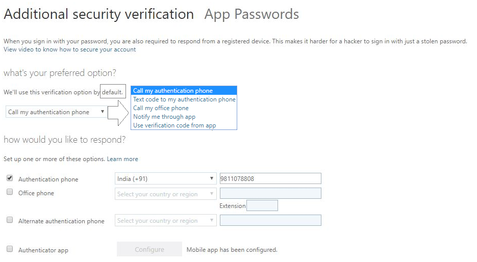 Changing your preferred device or multi-factor authentication option 3