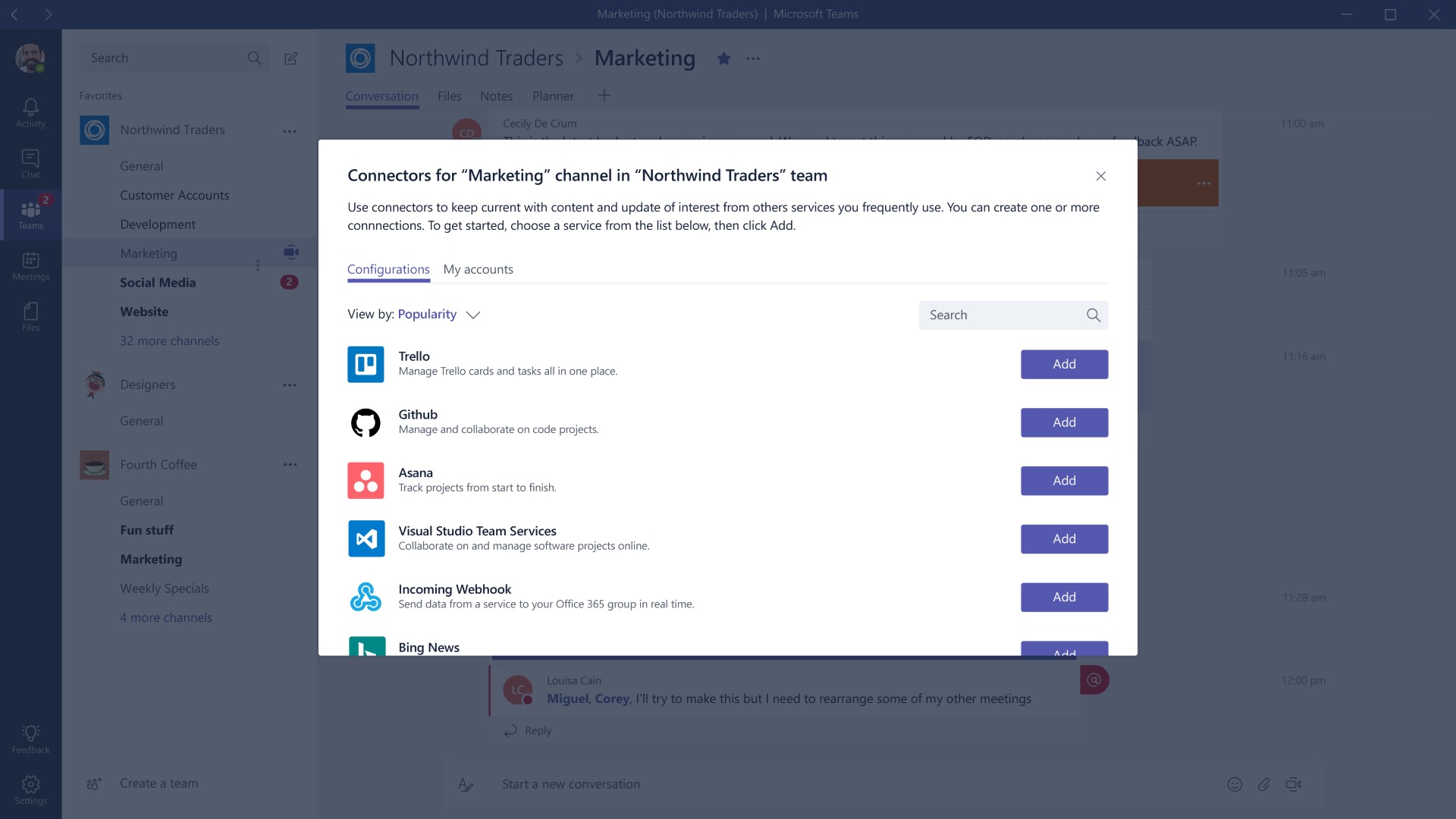 Microsoft Teams App Intergration Method 1: Connectors