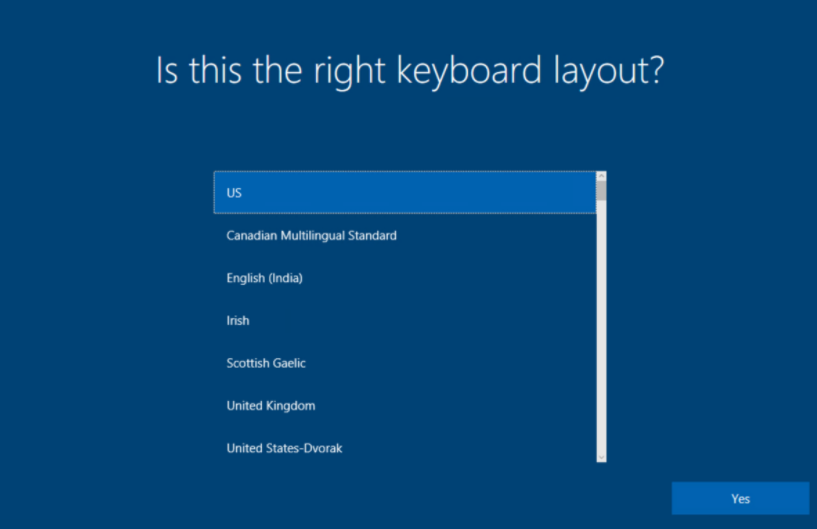 Windows AutoPilot: Keyboard setup image