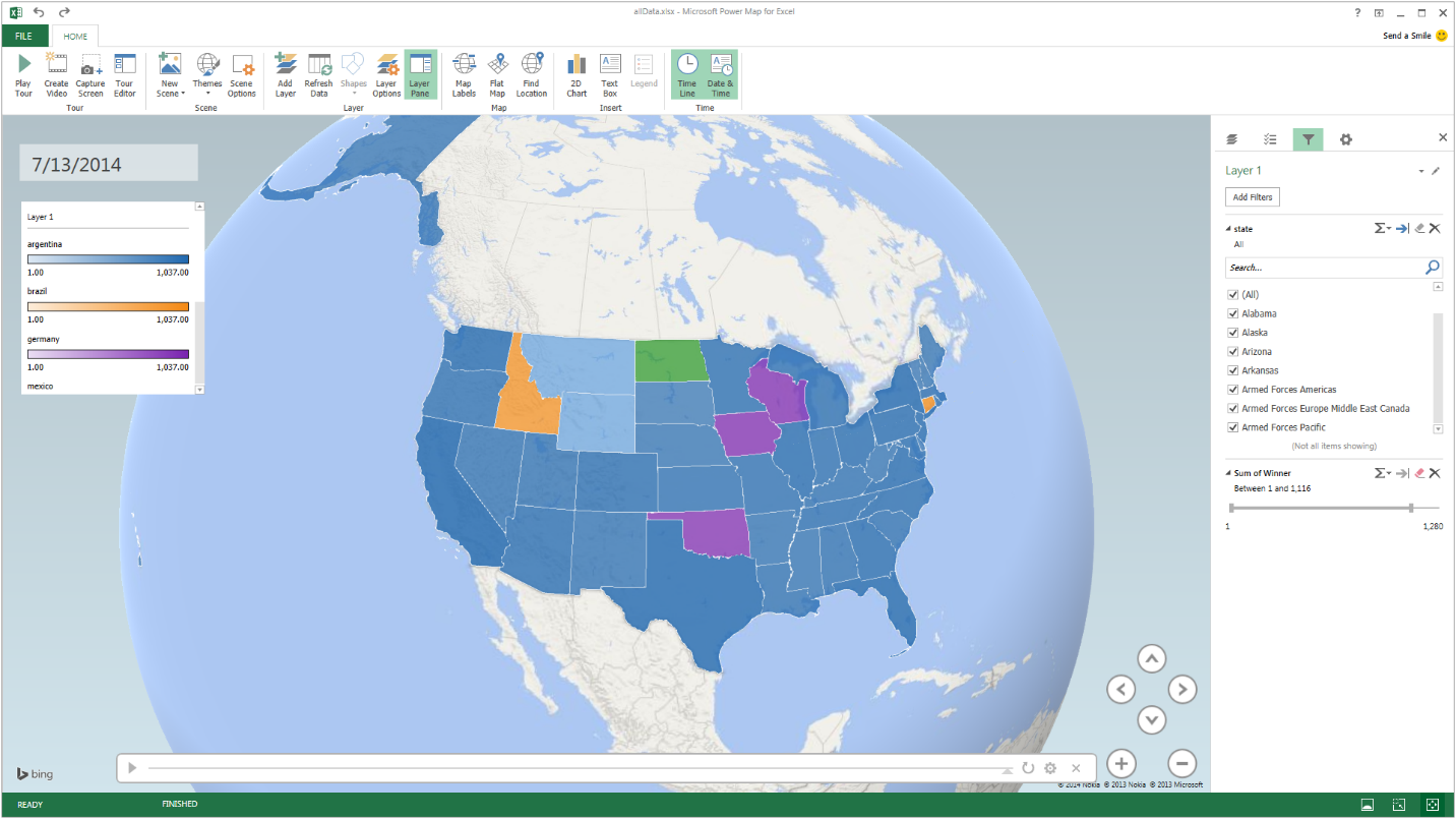 Excel Powerpoint maps for filtering