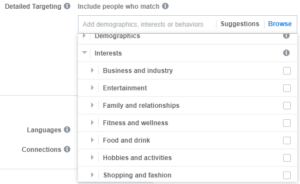 Facebook targeting interests