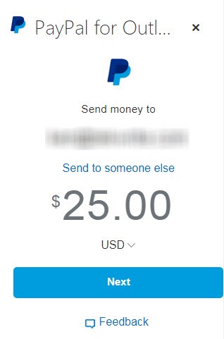 Office 365 Add-in: Paypal Specify Amount Image