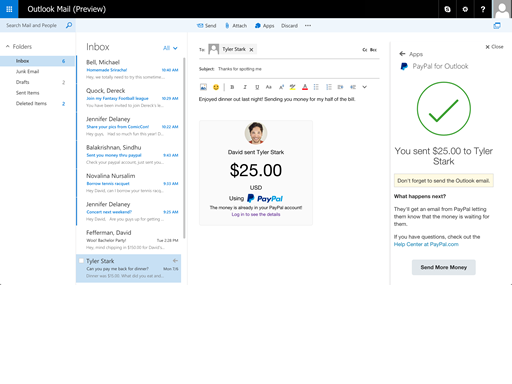 Office 365 Add-in: Paypal Outlook Email Image