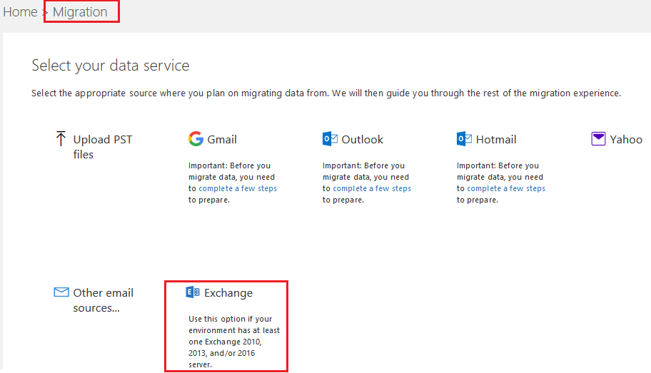 Data Migration page