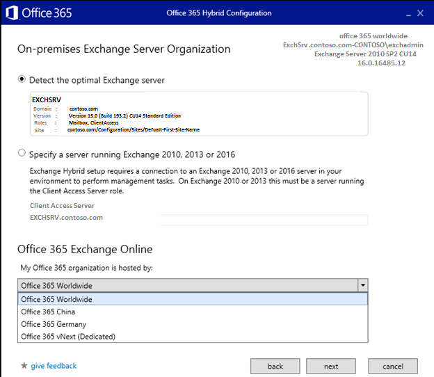 On-premises Exchange Server Organization