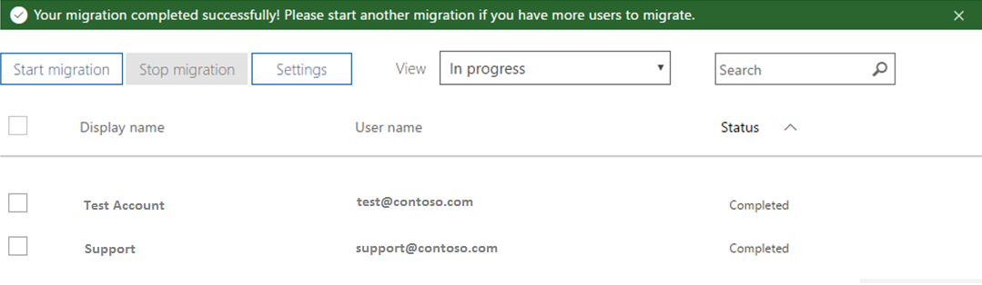 migration status