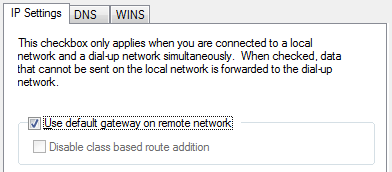 Use default gateway on remote network