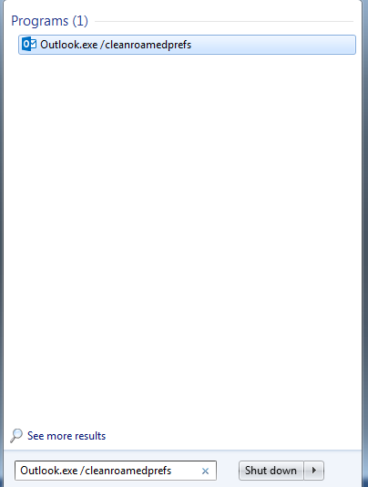 Outlook exe cleanroamedprefs