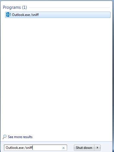 Outlook exe sniff