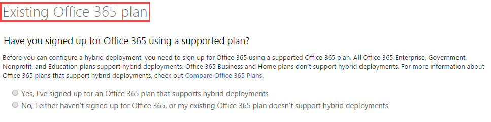 Existing Office 365 Plan