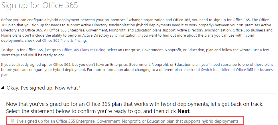 Sign up for Office 365