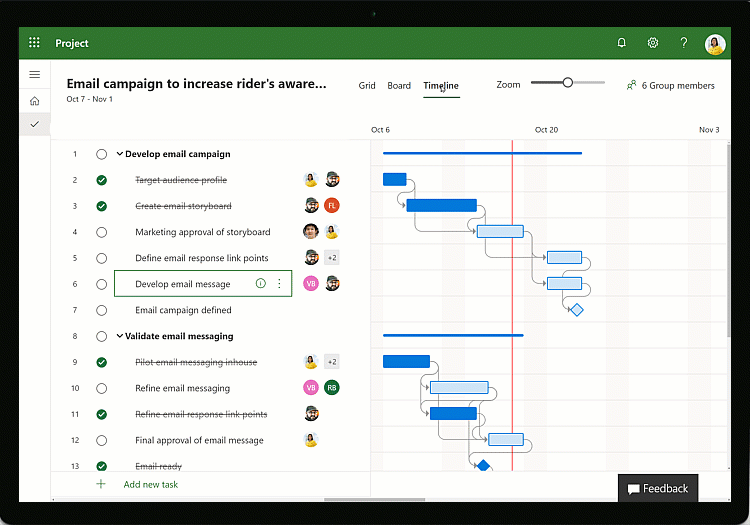 GIF of Microsoft Project features