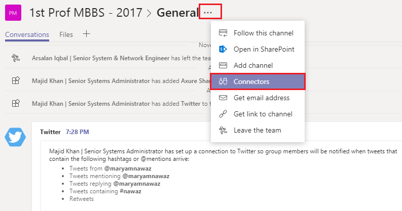 Office 365 Connectors for Microsoft Teams 11