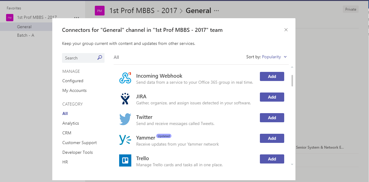 Office 365 Connectors for Microsoft Teams 2