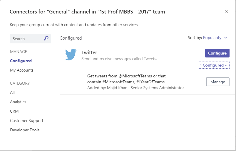 Office 365 Connectors for Microsoft Teams 9