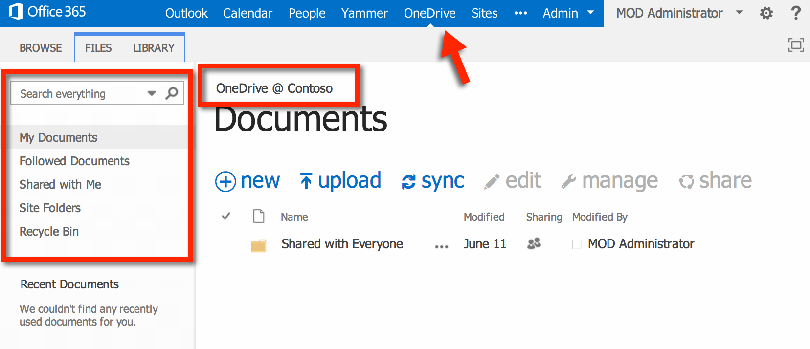 SharePoint vs OneDrive: OneDrive Image