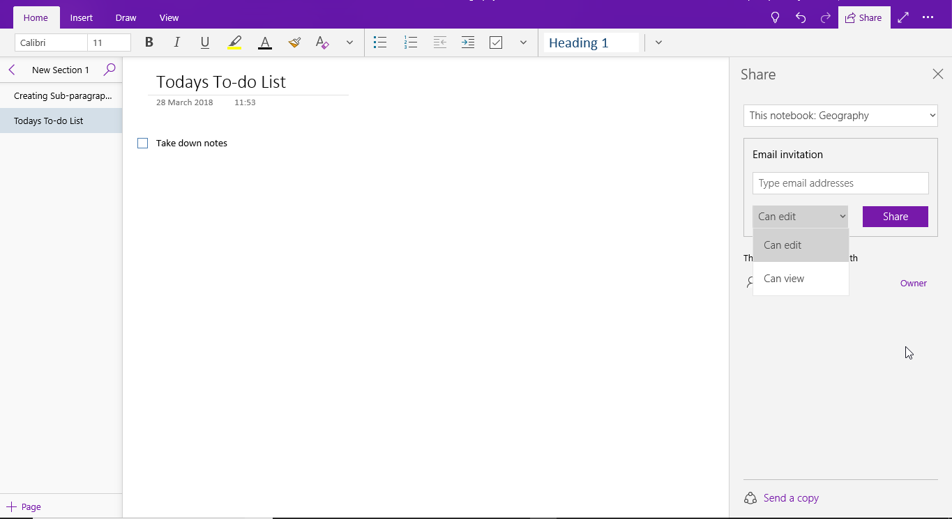 OneNote - Sharing a OneNote notebook image
