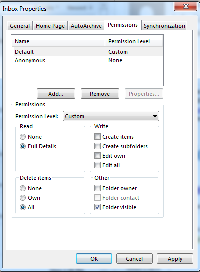 Delegate Access Permissions Tab