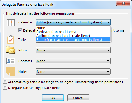 Delegate Access permissions