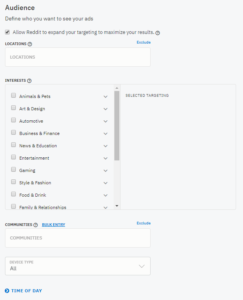 Reddit audience targeting
