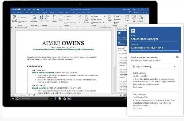 Office 365 and LinkedIn - Resume Assistant