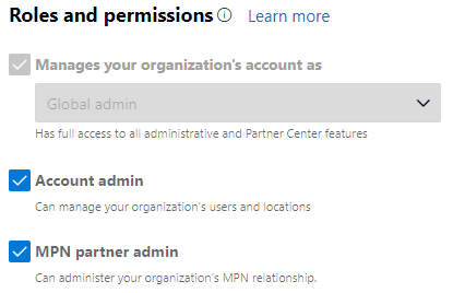 MPN ID Roles and Permissions