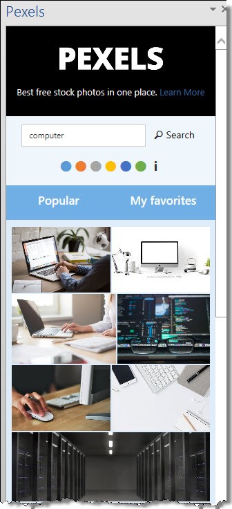 Office 365 Add-in: Pexels Search Image