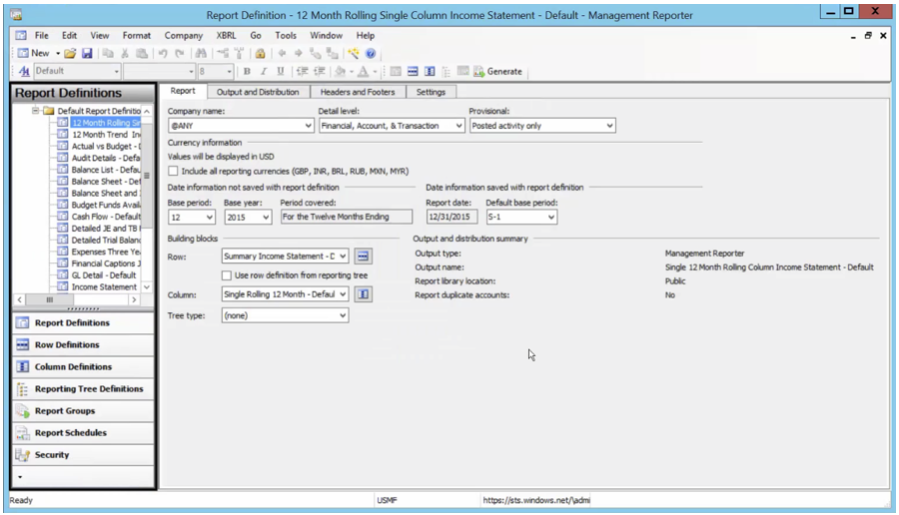 DYNAMICS 365: MANAGEMENT REPORTER IN NEW AX