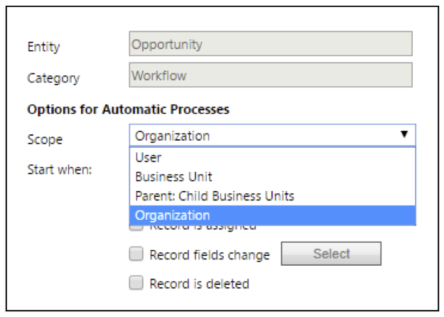 Options for automatic processes
