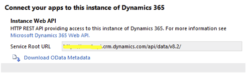 Connect to this instance of Dynamics 365