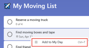 To Do Add to My Day