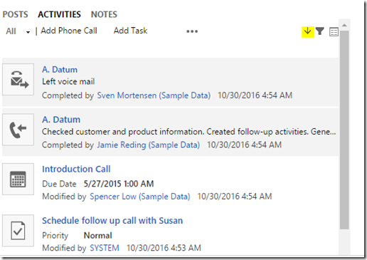 Activity in Dynamics 365