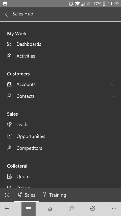 Increase Productivity with Dynamics 365 Mobile navigate the app