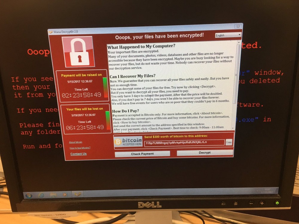 Infected Computer by WannaCry Ransomware